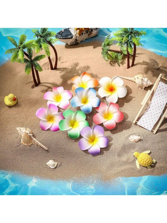 240 Pcs Plumeria Hair Clips - Tropical Foam Flowers for Weddings & Parties, 8 main image 4